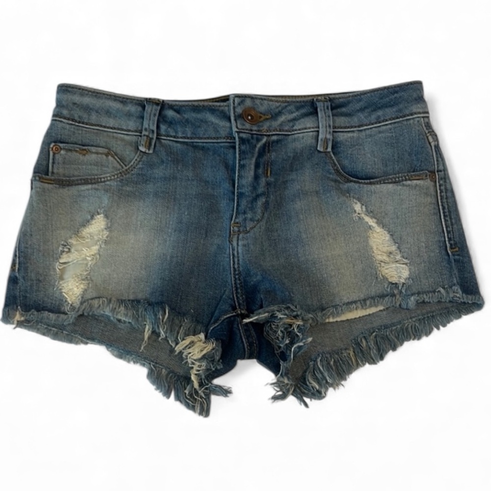 Zara TRF Premium Denim Distressed Jean Shorts Size 4